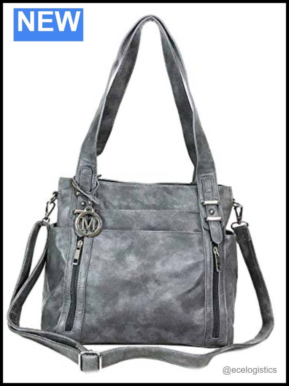Faux Leather Concealed Carry Shoulder Bag with Hidden Locking Zipper Multi